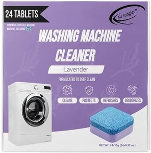 Air Jungles Washing Machine Cleaner Tablets 24 Count, Lavender Scent, Deep Cleaning Laundry Washer Drum and Tub, Compatible with Front and Top Load Washer, 12 Month Supply