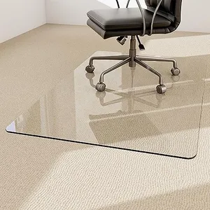 Easly 36" x 46" Chair Mat for Carpet - Office Chair Mat - Tempered Glass Floor Mat for Home/Office/Carpet Clear Computer Floor Mat - with 4 Anti-Slip Pads