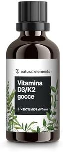 Vitamina D3 + K2 in gocce da 50 ml – Premium: meno che 99,7% all-trans (K2VITAL® di Kappa) + D3 ad alta biodisponibilità – natural elements – Integratore Vitamin D – alto dosaggio, liquida
