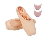 MSMAX Girls Canvas Ballet Pointe Shoes Professional Dance Flats with Silicone Toe Pad 2.5 M US Little Kid