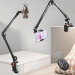 AIHOME Phone Holder for Desk Bed, Overhead Phone Mount with Wireless Remote, Flexible Phone Stand Lazy Bracket Mount Long Arms Clamp Clip for iPhone, Samsung, Google Pixel, Moto