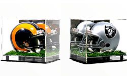 Mini Football Helmet Display Case Stand (2Pack) Box Sports Memorabilia Collectibles (Turf Grass (2-Pack))