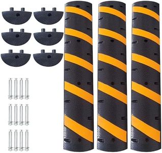 GarveeTech 3 PCS 6FT Speed Bumps Wite End for Road, Heavy-Duty 25,000 Lbs Capacity Traffic Rubber Speed Humps with 2 Channel Floor Cord Cover for Asphalt Concrete Gravel Driveway Road (3)