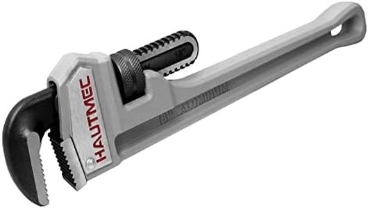 HAUTMEC 18 Inch Aluminum Straight Pipe Wrench, Adjustable Plumbing Wrench, 2-1/2" Jaw Capacity, Heavy Duty Plumbing Pipe Wrench, for Pipes, Tees, Ball Valves and Other Objects HT0186-PW