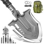 Zune Lotoo Survival Shovel Multitool 28 in 1 Luxury Kit Tactical Camping Folding Shovel Unbreakable Martensitic Steel Adjustable 7 Angles 24-35.4'' Length Compact Gear for Outdoor Hiking Emergency