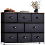 Sorbus Dresser with 8 Drawers - Furniture Storage Chest for Kids Clothing Organization, Bedroom, Hallway, Closet, Office - Steel Iron Frame, Rustic Farmhouse Wood Top, Fabric Bins (Rustic Black)