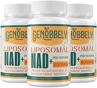 GENOBBELY Liposomal NAD+ Supplement 800 mg with Nicotinamide Riboside 200 mg, Trans-Resveratrol 100 mg - Complex NAD Supplement for DNA Repair, Healthy Aging, Brain Function - 180-Day Supply