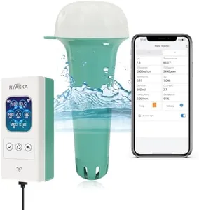RYAKKA Smart Pool Water Monitor, All in One App-Controlled Water Quality Tester for Pools & Spas – Monitoring pH, ORP, CL, EC, TDS, Salinity, Temp Real-Time Water Quality Analyzer