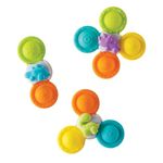 Infantino Silicone Bath Pop Spinners - Sensory Dinosaur Toys with Suction Cups, Engaging Bath Time Fun for Toddlers, 3-Piece