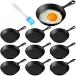 Remerry null 4 Inches Cast Iron Skillets Mini Black Iron Nonstick Frying Pan Small Sizzling Plate Egg Pan Cast Iron Pot Bundle with Oil Brush for Indoor and Outdoor Restaurant Kitchen