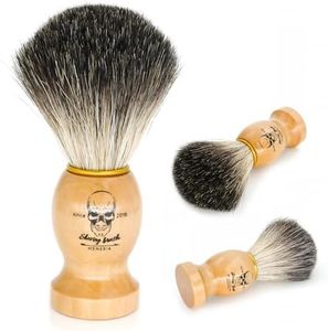 Menesia Badger Shaving Brush for Men, Wood Handle Badger Hair Shave Brush,Mens Shaving Cream & Soap Brush (skull)