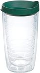 Tervis Clear & Colorful Lidded Made in USA Double Walled Insulated Tumbler Travel Cup Keeps Drinks Cold & Hot, 16oz, Hunter Green Lid