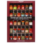 Thoughtfully Gifts, Master Hot Sauce Collection Gift Set, Flavors Include Garlic Herb, Cayenne Bacon, Apple Whiskey, Mango Habanero and More, Pack of 30