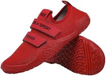 JiuQing Deadlift Shoes Men Women Weightlifting Squat Shoes Barefoot Fitness Cross-Trainer Sneaker for Indoor Gym, Red, 8