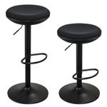 IWMH Bar Stools Set of 2, 360° Swivel Bar Stools,Height Adjustable Bar Chairs,Backless Round Counter Stools,Breathable Mesh Fabric Kitchen Stools for Bar,Counter,Restaurant(Black)