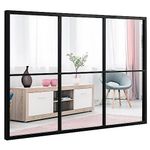 CASART Decorative Wall-Mounted Mirror, 96 x 66cm Rectangular Metal Frame Window Mirrors, Frameless Windowpane Décor Mirrors for Living Room Bedroom Hallway Entryway, Hanging Vertical or Horizontal