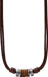 Fossil Necklace for Men Vintage Casual, brown Leather Necklace, JF00899797