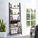 DeckUp Reno Engineered Wood Ladder Book Shelf and Display Unit (Dark Wenge, Matte Finish)