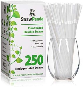 Plant Based Drinking Straws by StrawPanda- (250 Pack) an Eco Friendly Alternative to Plastic Straws, BPA Free