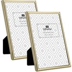 4x6'' Simply Gold Metal Picture Frame 2pack, Elegant Narrow Plated Photo Frames 4 x 6'' With Soft Touch Velvet Backing for Desktop and Wall Décor