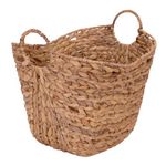 Household Essentials ML-4002 Tall Water Hyacinth Wicker Basket with Handles | Natural