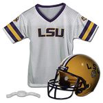 Franklin Sports LSU Tigers -Kids College Football Uniform Set - NCAA Youth Football Uniform Costume - Helmet, Jersey, Chinstrap Set - Youth M