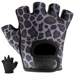 Contraband Pink Label 5297 Womens Design Series Leopard Print Lifting Gloves (Pair) - Lightweight Vegan Medium Padded Microfiber Amara Leather w/Griplock Silicone (Charcoal Gray, Large)