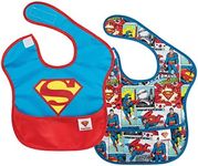 Bumkins DC Comics Superman SuperBib, Baby Bib, Waterproof, Washable, Stain and Odor Resistant, 6-24 Months (Pack of 2)
