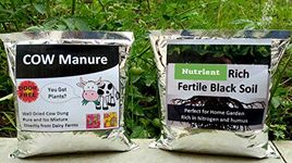 Shiviproducts Fertile Nutrient Rich Black Soil and Dried Cow Manure for Plants and Seed Germination (5 and 4.5 Kg) with Spinach, Radish, Coriander, Methi Seeds