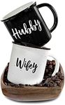 MAINEVENT Husband Wife Coffee Mug Set, 11 oz, Ceramic, General Use Cup, Mr and Mrs Mugs, Wedding Gift