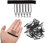 (black) - Wig Combs 60 Pcs Black Big Stainless Steel Wig Combs for Making Wigs Metal Wig Clips for Wig Caps Diy