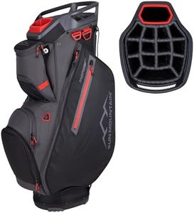 Sun Mountain 2025 Maverick 14 Way Divider Golf Bag with 9 Spacious Pockets - Lightweight Golf Bag for Men and Women with Ergonomic Shoulder Straps Ideal for Both Carts and Walking - Black Steel Red