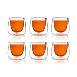 Te.Cha Borosilicate Double Wall Thermo Insulated Glass Tea Cup Coffee Mug Set - 6 Pieces, Transparent, 100 ML