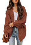 Jhsnjnr Womens Loose Open Front Chunky Knit Outwear Long Lantern Sleeve Dressy Cardigan Sweaters