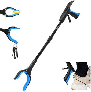 GrabRunner Reacher Grabber Tool for Elderly,32 Inch Foldable Trash Picker Grabber with Shoehorn and Strong Magnetic, 90° Rotating Head Grabber Tool, Outdoor and Indoor Trash Picker Grabber(Blue)