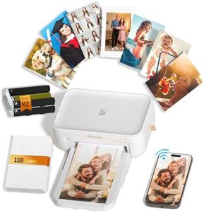 CP4100 4x6 Photo Printer with 108 Sheets & 2 Ribbons, Full-Color Thermal Dye Sublimation Wi-Fi Printing, Portable Instant Picture Printer for iPhone/Android, AR Video, Fun App, Home Use, White
