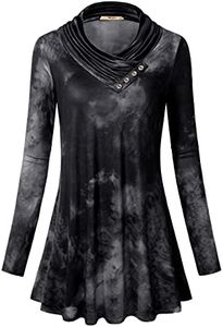 Miusey Tunic Sweatshirts for Women Long Sleeve Cowl Neck Tunic Tops for Leggings Tie Dye XXX-Large