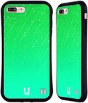 Head Case Designs Green Neon Rain Ombre Hybrid Case and Matching Wallpaper Compatible with Apple iPhone 7 Plus/iPhone 8 Plus