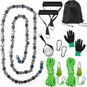 Konvixon 53 Inch High Limb Rope Saw for High Branches with 68 Sharp Teeth Double-Sided Blade, Hand Chainsaw with Throwing Ball，Pulleys with Locking Buckles，Rubber Handles, Thickened Ropes，Backpack Bag