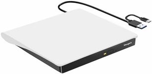 External DVD Drive, Mougerk Portable Type-C USB 3.0 DVD CD Drive Player DVD/CD +/-RW ROM Reader Rewriter Burner for Laptop MacBook Pro Desktops (White)