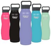 Healthy Human Curve Water Bottle - Easy Grip Vacuum Insulated 18/8 Stainless Steel Flask with Carabiner 21oz / 620ML Lilac