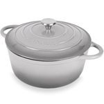 Cast Iron Dutch Oven with Lid – Non-Stick Ovenproof Enamelled Casserole Pot, Oven Safe up to 500° F – Sturdy Dutch Oven Cookware – Grey, 6.4-Quart, 28cm – by Nuovva