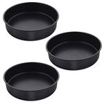 8 Inch Cake Pan Set of 3, E-far Nonstick Stainless Steel Small Round Cake Pans Tin for Baking Layer Cakes, Stainless Steel Core & Non-Toxic Coating, Straight Side & 2 Inch Deep