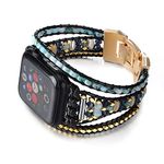 CHARMINGO Boho Apple Watch Band, Multilayer Beaded Leather Strap, 38mm-45mm, 14.5-20cm