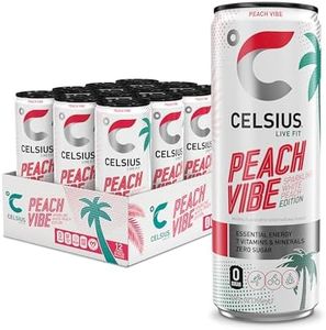 CELSIUS PEACH VIBE Sparkling White Peach, Sugar Free Energy Drink, 12 Fl Oz (Pack of 12)
