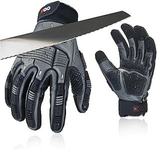 Vgo... Cut Resistant Work Gloves,Cut Proof Gloves for Men,Cow Leather Mechanics Gloves,Heavy Duty(Size XL,Gray,CA7722CT)