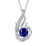 925 Sterling Silver September Birthstone Created Blue Sapphire Necklace for Women Birthday Anniversary Jewellery Gifts for Women Girls, Adjustable Chain