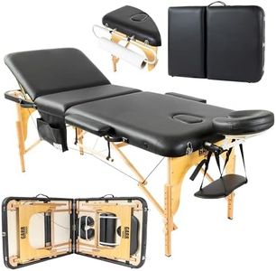 GARR Solution Table de Massage Pliante en Bois à 3 Zones, Professionelle, Portable et Légère - 185x70 H62/87 cm (Noir)