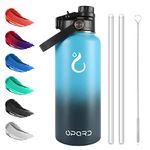 Opard Insulated Stainless Steel Water Bottle, 32oz Reusable Metal Water Bottles with Straw and Spout, One Lid Dual-Use