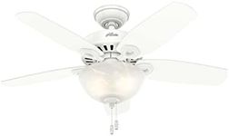 Hunter Fan Company, 52217, 42 inch Builder Snow White Ceiling Fan with LED Light Kit and Pull Chain